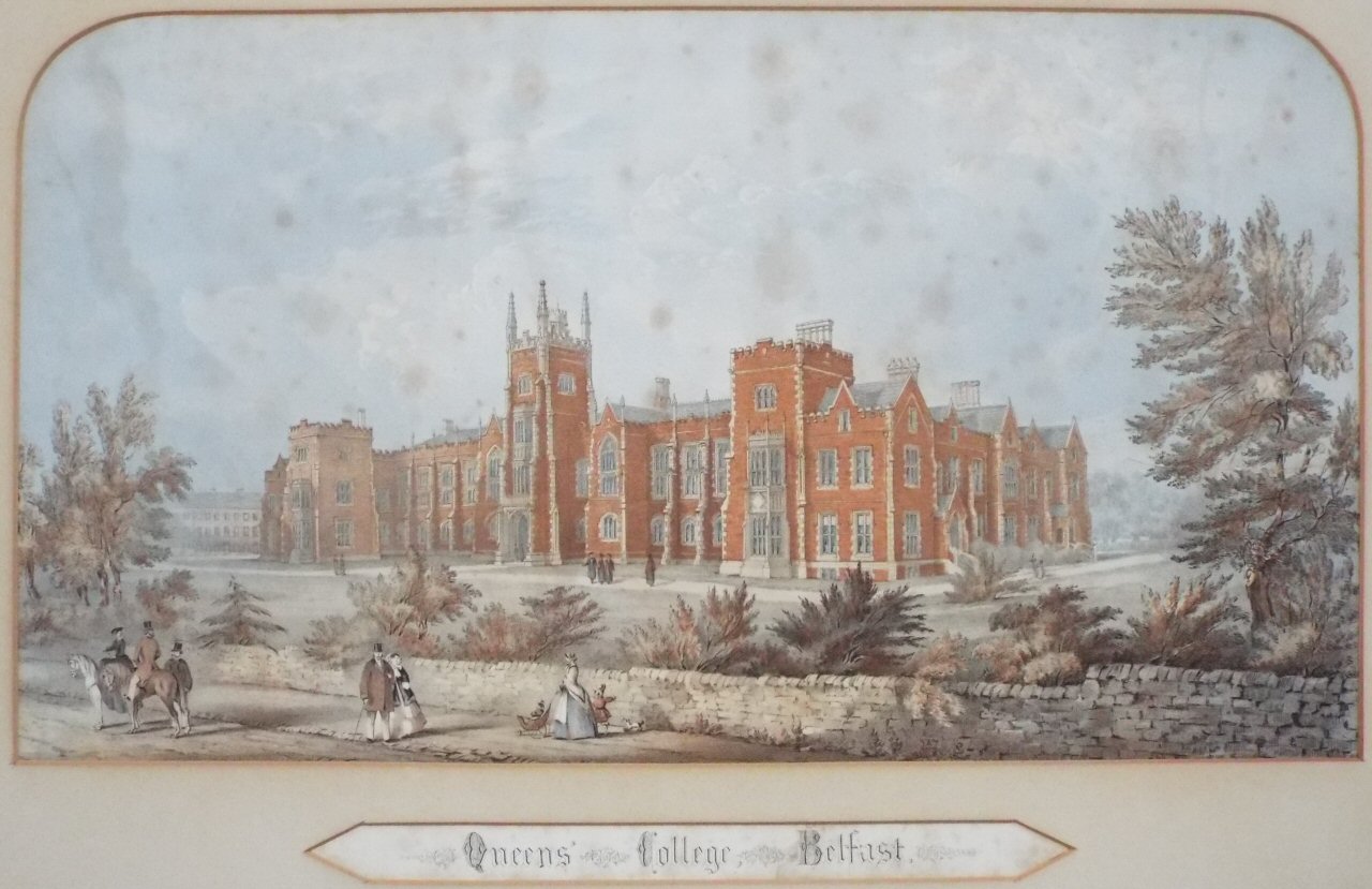 Lithograph - Queens' College, Belfast.